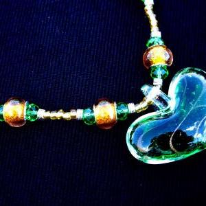 Swarovski Heart Pendant Necklace Lampwork