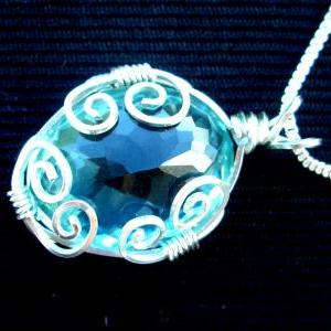 Solid Sterling Silver Aquamarine Necklace 925
