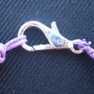 Purple Macrame Bracelet Zebra Print Polymer Bead