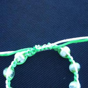 Green Macrame Bracelet White Satin