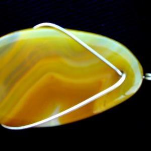 Yellow Agate Pendant Wire Wrapped