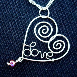 Wire Wrapped Heart Pendant Love Necklace