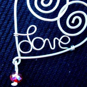 Wire Wrapped Heart Pendant Love Necklace