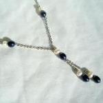 Pearl Necklace - Midnight Black Creamy White..