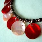Red Shell Charm Bracelet Shell Pink Seashore Mocha..