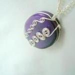 Wire Wrap Pendant Necklace Purple Dragon Vein..