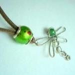 Dragonfly Pendant Necklace Wire Wrapped