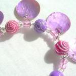 Pink Charm Bracelet Girls Purple Daisy