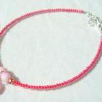 Pink Heart Anklet Shell Charm Swarovski Crystal on Luulla