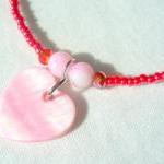 Pink Heart Anklet Shell Charm Swarovski Crystal on Luulla