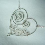 "Live" Wire Wrap Necklace Silver Swirl Scroll Custom 