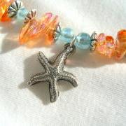 Starfish Ankle Bracelet Seahorse Beach Comber Peach Blue Sand Sun 