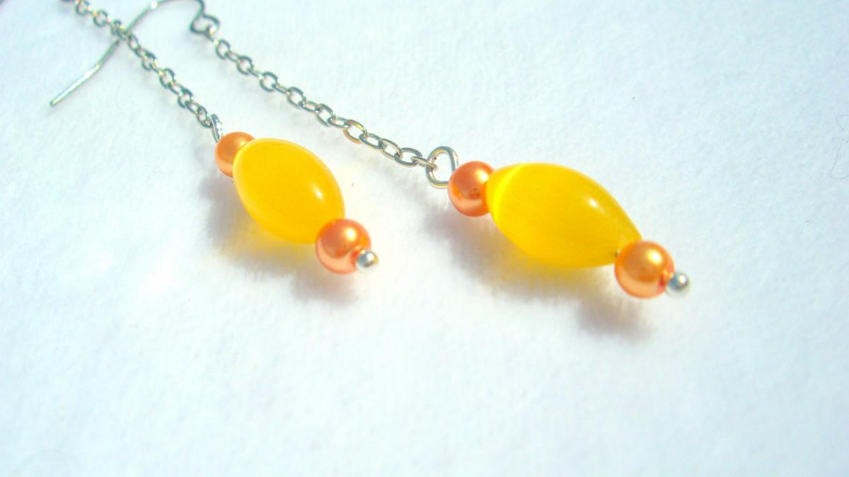 Opal Earrings Canary Yellow Long