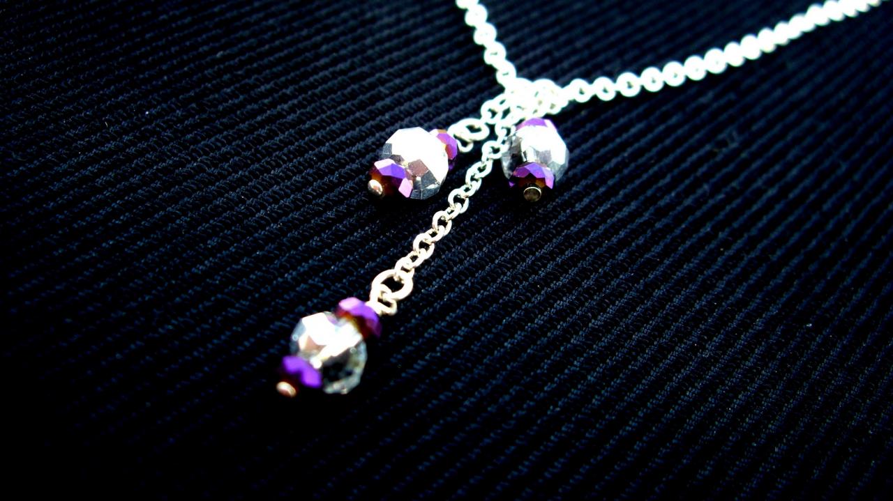 Solid Sterling Silver Necklace With Swarovski Crystals