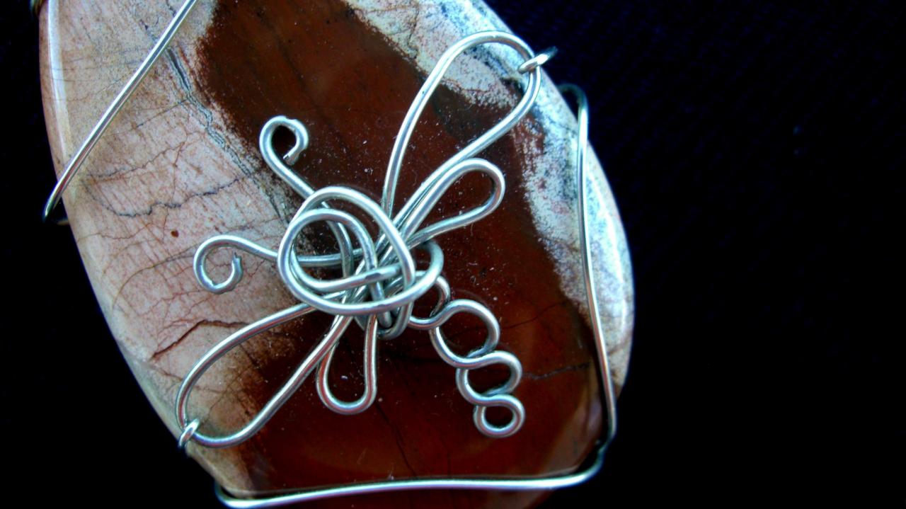 Wire Wrapped Dragonfly Pendant Necklace Picture Picasso Stone