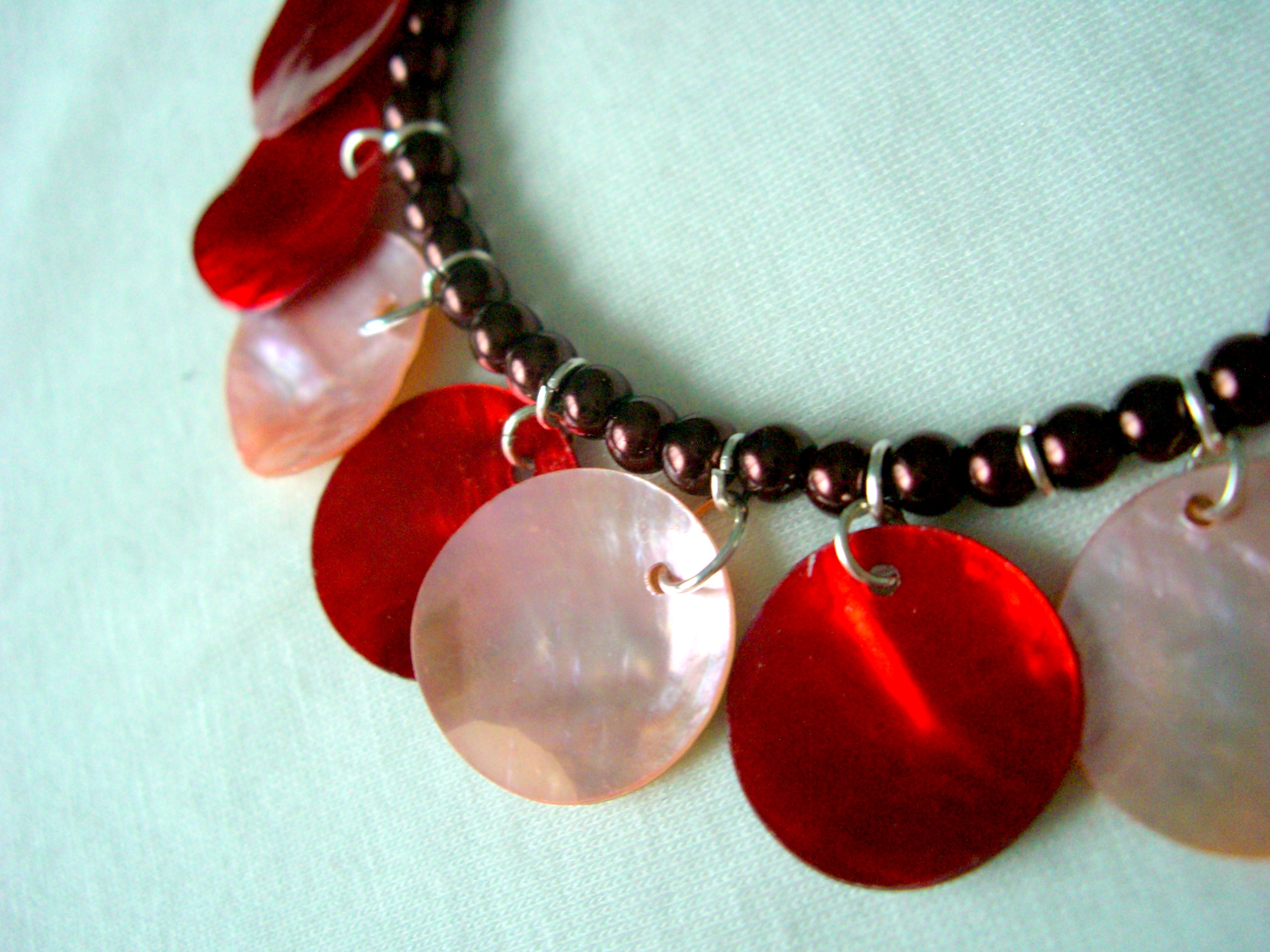 Red Shell Charm Bracelet Shell Pink Seashore Mocha Brown on Luulla